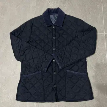 바버 네이비 퀼팅 자켓 코듀로이 옷깃