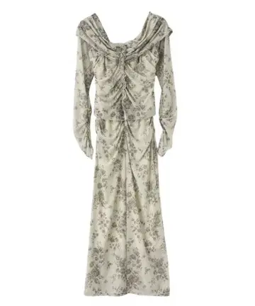 COCODEAL 플라워 프린트 메쉬 원피스