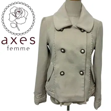 axes femme 베이지 더블 브레스트 자켓 숏코트 레이스