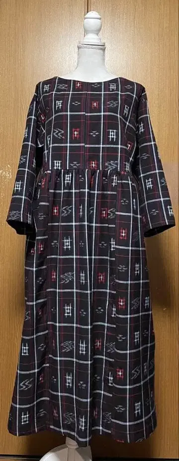 기모노 리메이크 카스리(목화) 허리 개더 원피스