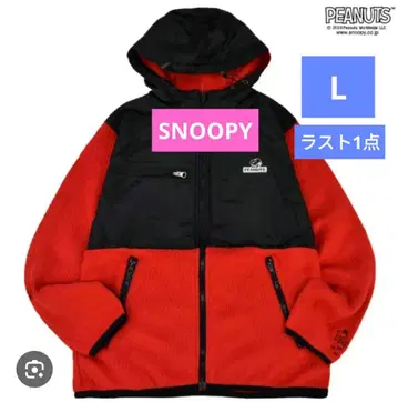 스누피 보아 아우터 자켓 절개 후드 자수 레드 데나리 L