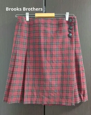 Brooks Brothers 빨간색 계열 체크 무늬 랩스커트