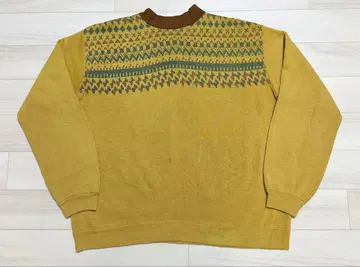 60s Creslan 빈티지 맨투맨 눈 패턴 XL