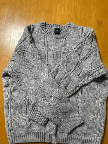HUF 케이블 짜임 니트 스웨터 M 그레이