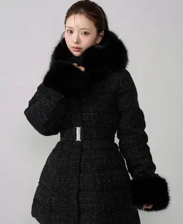 미개봉 새상품 다리치 레이디 미디 트위드 다운 코트