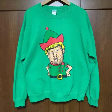 USA 구제 의류 트럼프 대통령 엘프 스타일 프린트 맨투맨 L