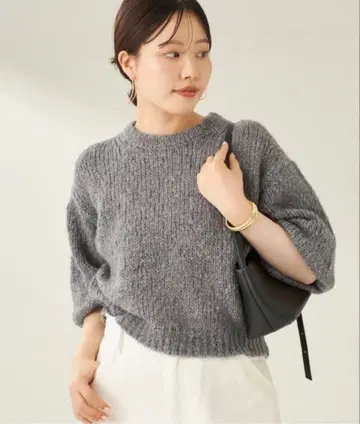 [ 새상품, 택 포함 ] Plage Fluffy half 니트 그레이