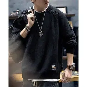 CLASSIC REBOOT 슬리브 뜨개질 루즈 니트 L 사이즈 블랙