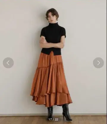 MIELI INVARIANT Aurora Tiered Skirt 오렌지