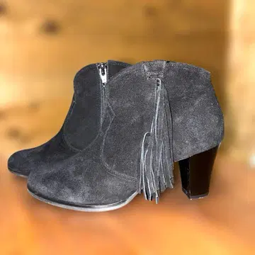 새상품급 JETEE 블랙 스웨이드 프린지 부티 36 일본제