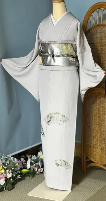 호몬기 풀세트 총 자수 부채에 등꽃