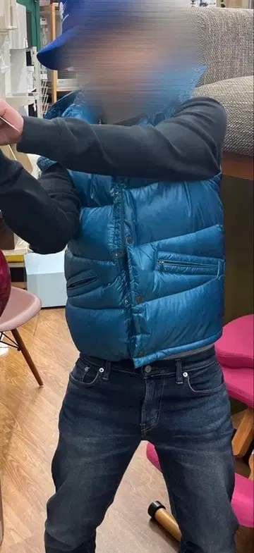 다운 베스트 후드 부착 y2k