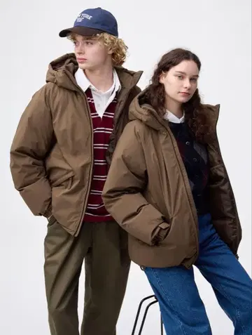 GU 웜 패디드 후드티 S 사이즈 BROWN 브라운