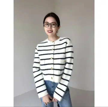 anuans 라쿤 블렌드 노카라 니트 자켓 BORDER
