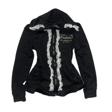 Tralala 블랙 프릴 후드티