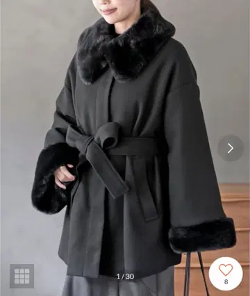 rps 인조 모피 티펫 코트 블랙