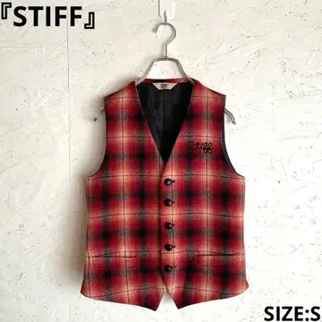 일본제 [ STIFF ] 옴브레 체크 패턴 울 베스트 S