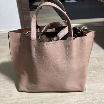 핑크 레더풍 토트백