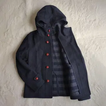 그린 라벨 릴랙싱 울 코트 에덴 버튼 후드 네이비