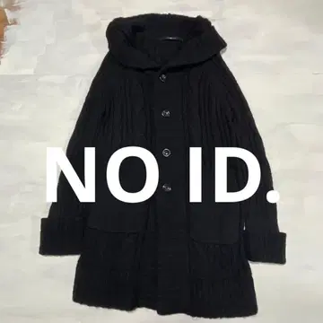 NO ID. 모헤어 케이블 니트 자켓 후드 블랙
