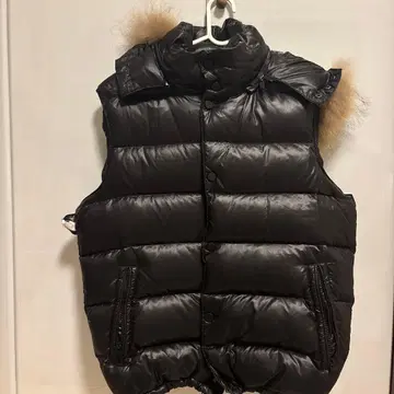 후드 퍼 포함 블랙 다운 베스트 블랙 L