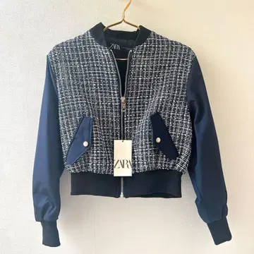 자라 블루종 트위드 트위드 자켓 새상품 택 포함