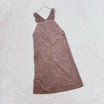 코듀로이 오버롤 스커트 ( F ) 살로펫 브라운 뒷 슬릿 무지