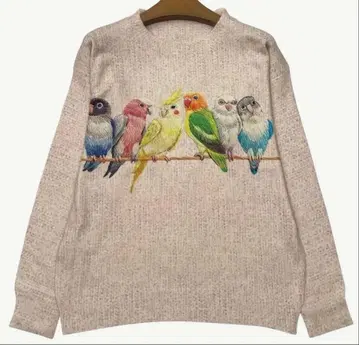 새 패턴 니트 새 스웨터 새상품 넉넉한 M 사이즈 앵무새