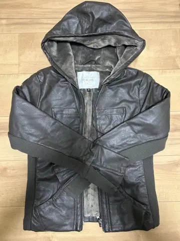 쿠쿠 청바지 가죽 자켓 브라운