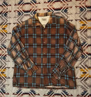50s NUPTSE WEAR 프린트 플란넬 셔츠 프리넬