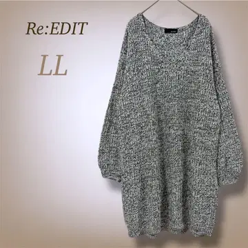 리디 V넥 로우게이지 니트 튜닉 니트 스웨터 긴팔 LL