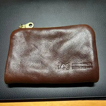 Lee 브라운 가죽 천연 가죽 이단 접이식 지갑 & 키케이스