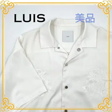 Lui's 루이스 호랑이 자수 오픈 카라 셔츠 반팔 화이트