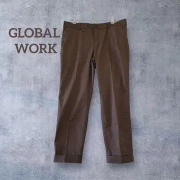 [ 글로벌 워크 ] 테이퍼드 팬츠 크롭 한 번 접음 L 브라운 남성용
