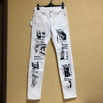 HYSTERIC GLAMOUR DESTROY 스키니 데님 화이트