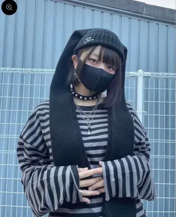 gibous 기보스 skull snake rabbit 니트 토끼 귀 니트