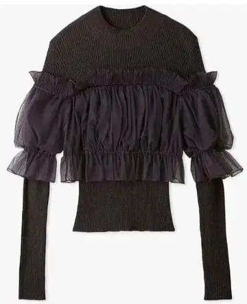 스나이델 튤 오프숄더 도킹 니트 풀오버