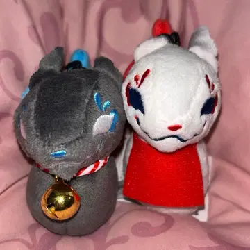 화려한 여우 마스코트 블랙 스카이블루 레드 함께하는 마스코트 봉제 인형