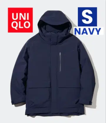 유니클로 하이브리드 다운 후드티 네이비 후드티 후드 부착 점퍼 S