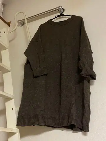 미즈이로 인드 브라운 7부 소매 원피스