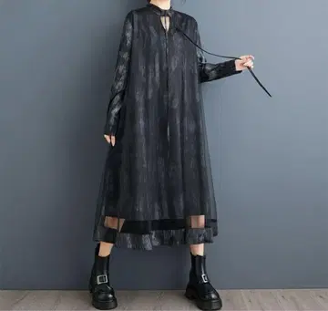 모드 스타일 시어 원피스 레이어드 A라인 롱 빅 사이즈 새상품