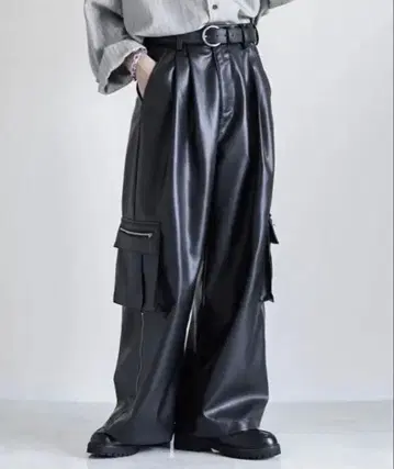 [ welise x 쇼 ] 모드 기믹 와이드 카고 팬츠