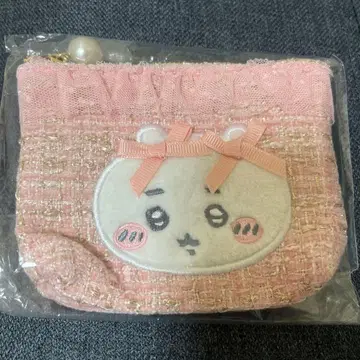 새상품 트위드 티슈 파우치 치이카와 (먼작귀) 리본 화장품 소품함 파우치