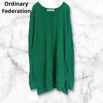 긴팔 니트 얇은 소재 스웨터 그린 코튼 혼방 오버 사이즈 L~XL 무지