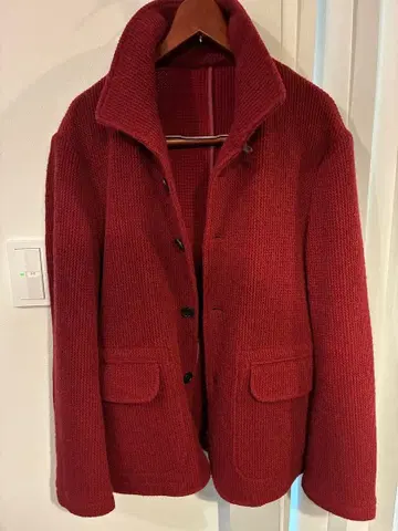 버건디 니트 자켓 버튼 포함