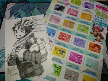 주간 소년 점프 부록 미도리야 이즈쿠 메시지 카드 캐릭터 씰 2세트