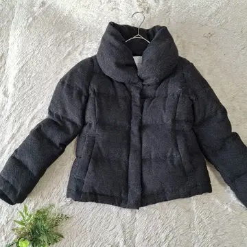 BLISS POINT 볼륨 컬러 울 혼방 다운 자켓 다크 그레이