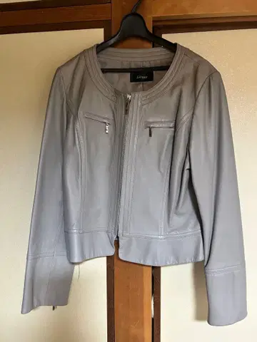 그레이 가죽 자켓 숏 기장