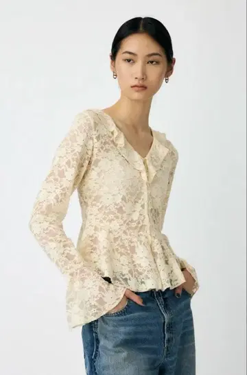 moussy 프릴 레이스 블라우스