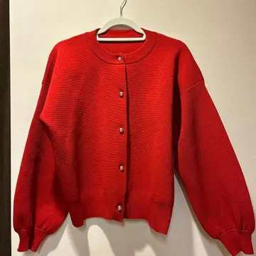 DISCOAT 레드 가디건 긴팔